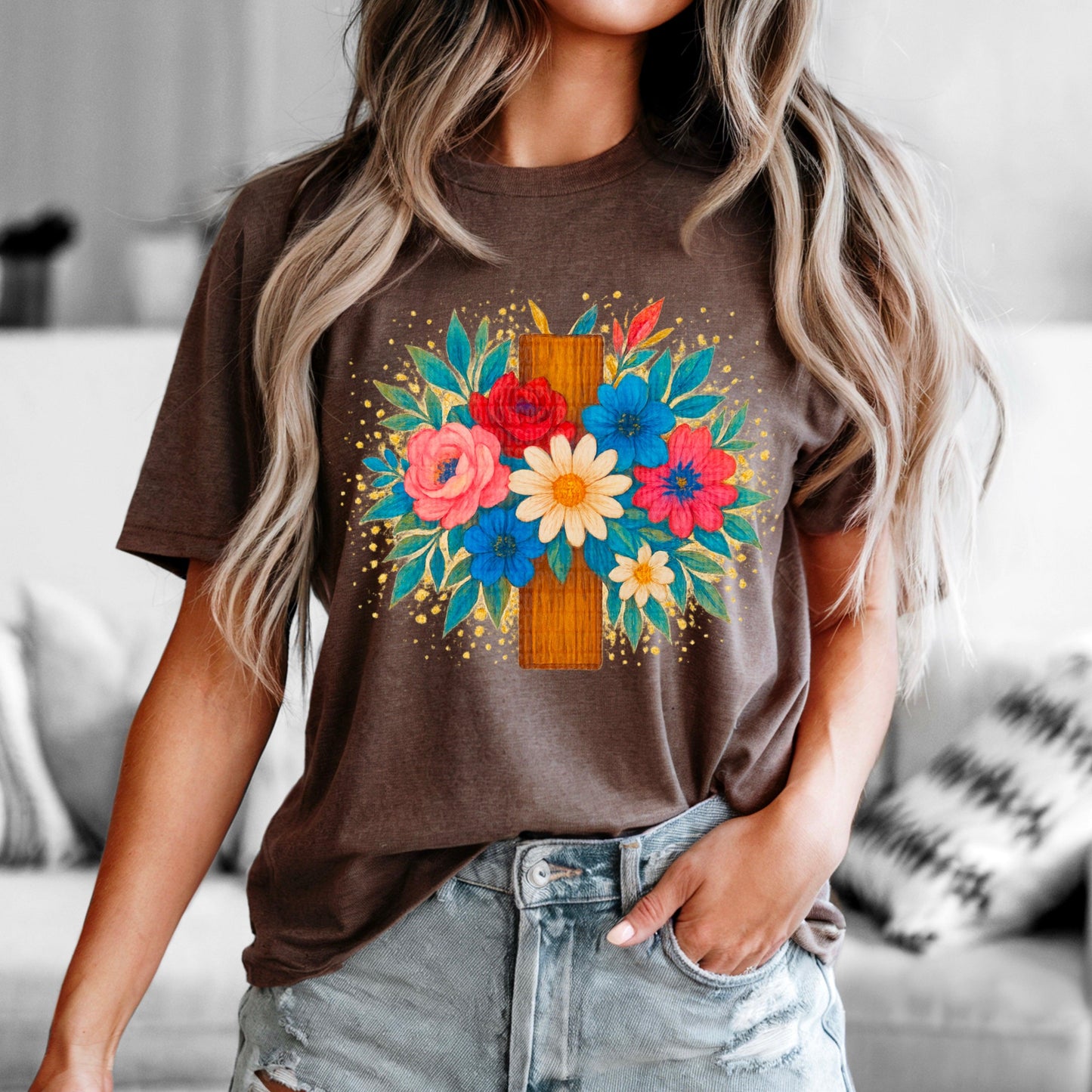 Floral Cross DTF Transfer