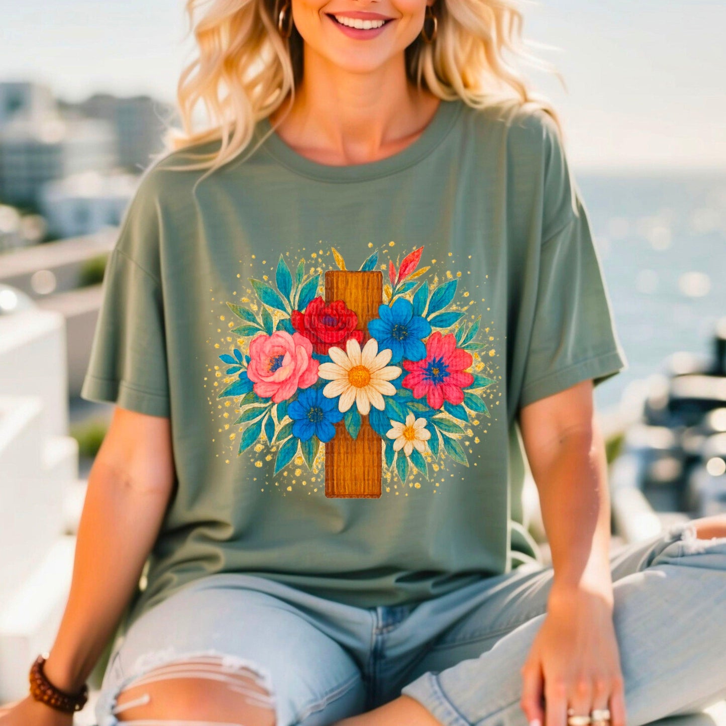 Floral Cross DTF Transfer