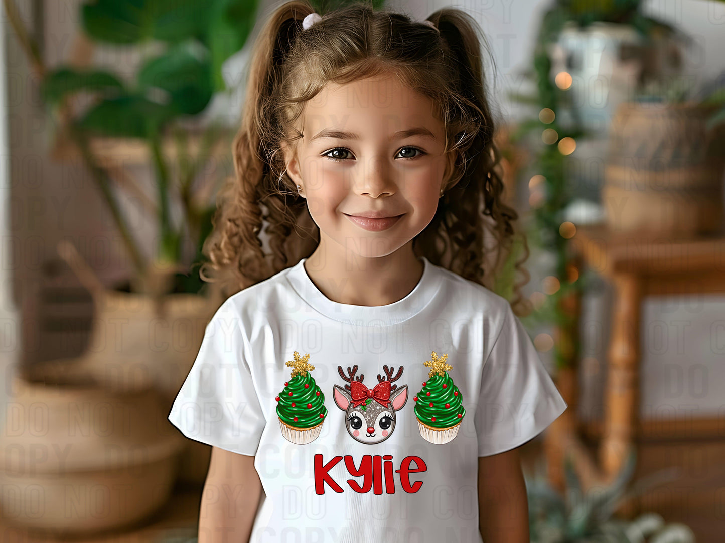 Reindeer Cupcakes (Girl) With Name Personalized DTF Transfer