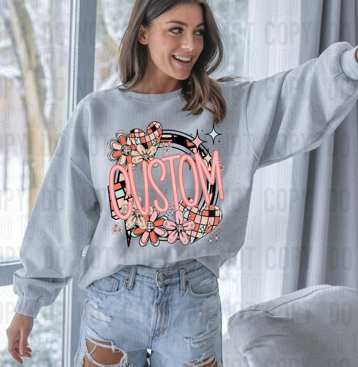 Daisy Heart Custom Name DTF Transfer