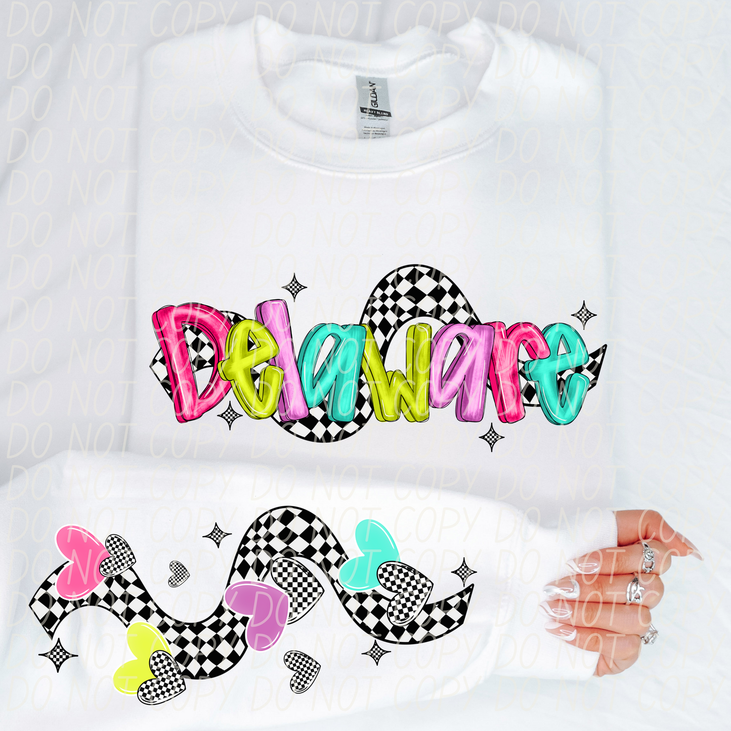 Delaware Bright Checker State DTF Transfer