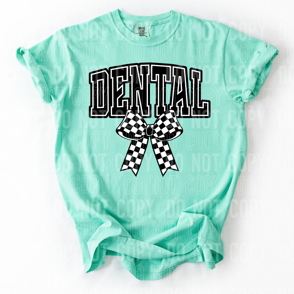 Dental Checkered Bow DTF Transfer