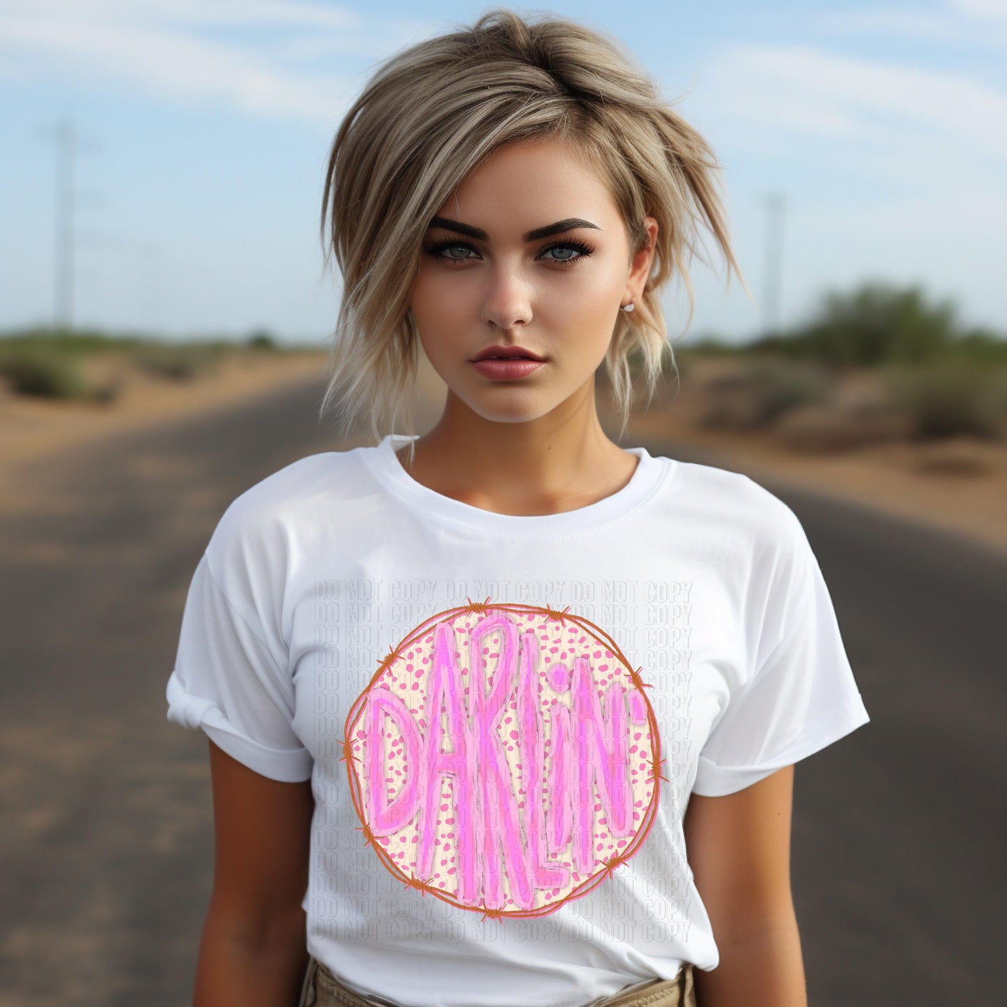 Darlin' Pink Western Dalmatian Dots Circle DTF Transfer