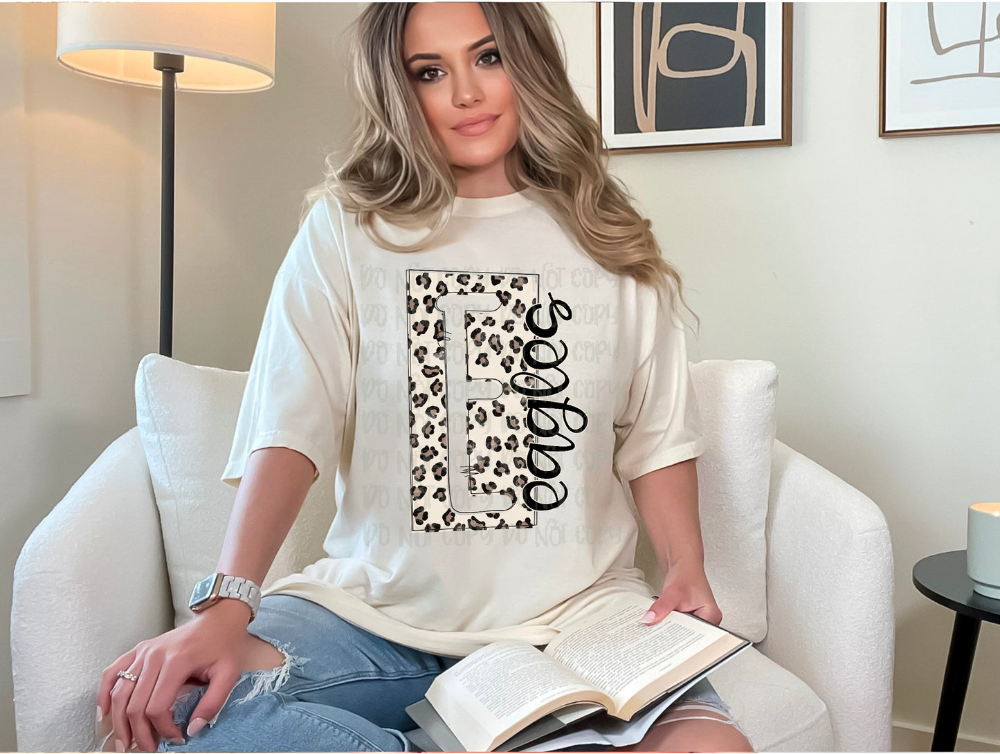 Eagles Boxed Leopard Mascot DTF Transfer