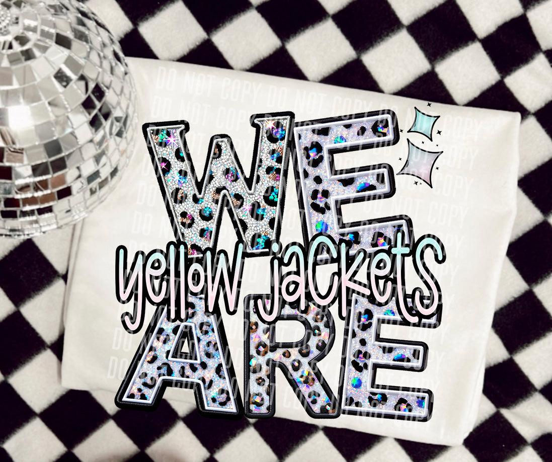 We Are Yellow Jackets Glittery Leopard Mascot DTF Transfer