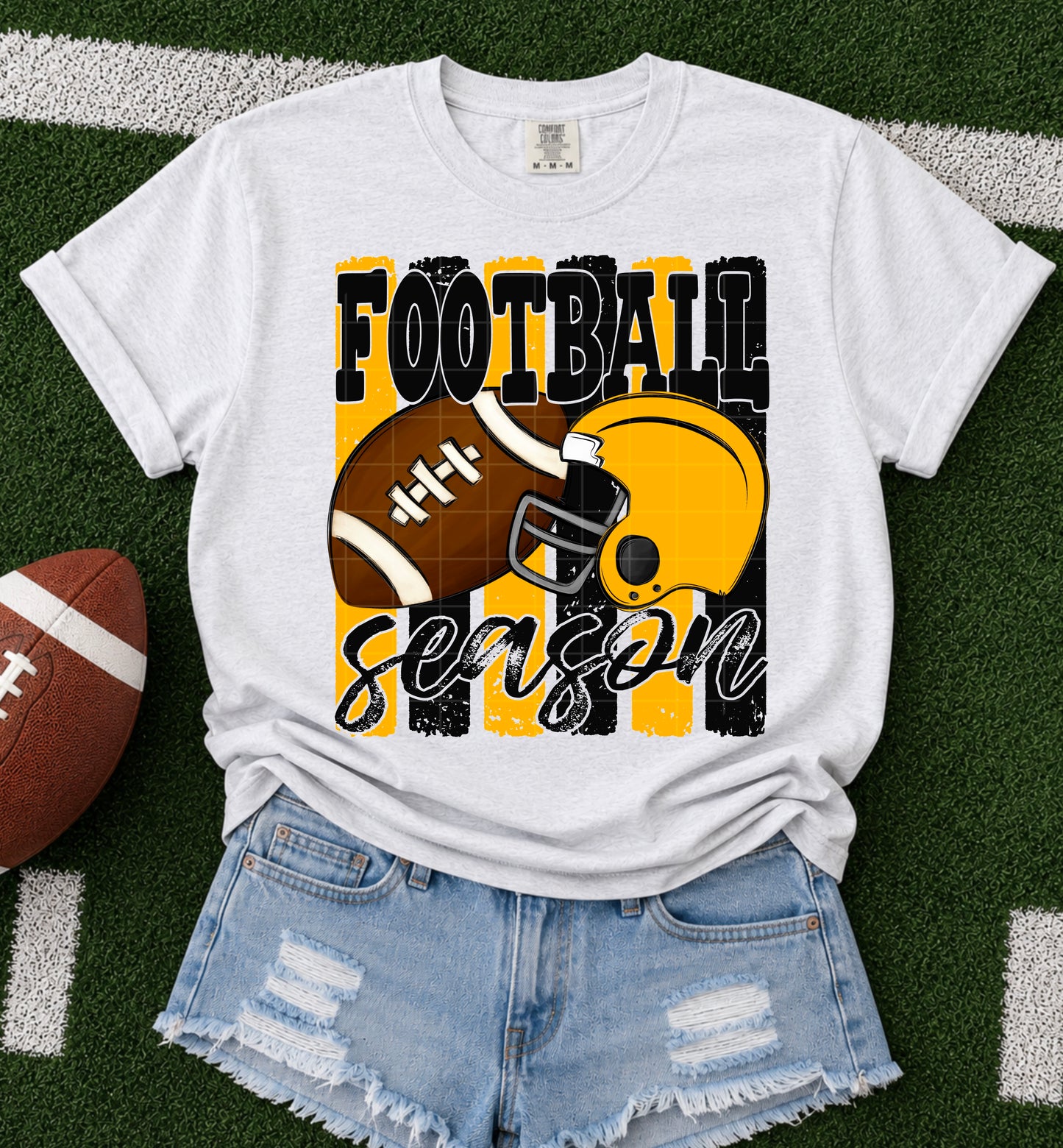 Football Season Black Yellow Gold DTF Transfer