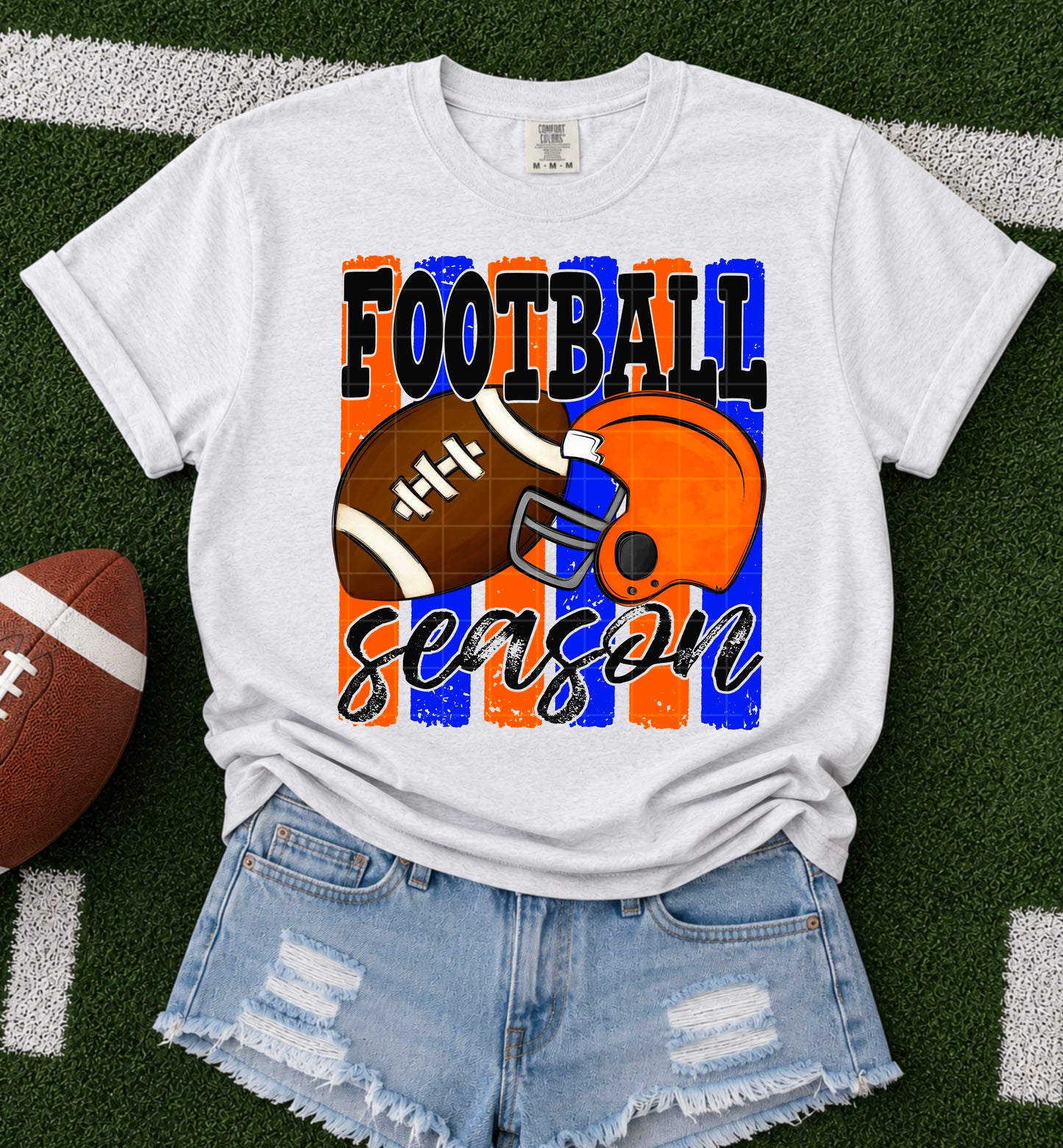 Football Season Blue Orange DTF Transfer