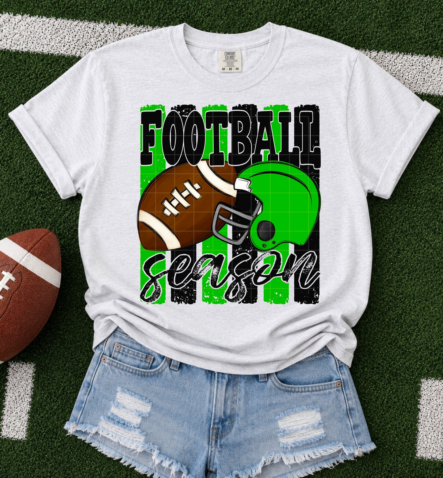 Football Season Kelly Green Black DTF Transfer
