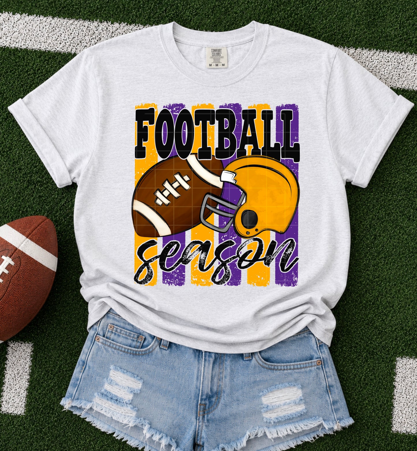 Football Season Purple Yellow Gold DTF Transfer