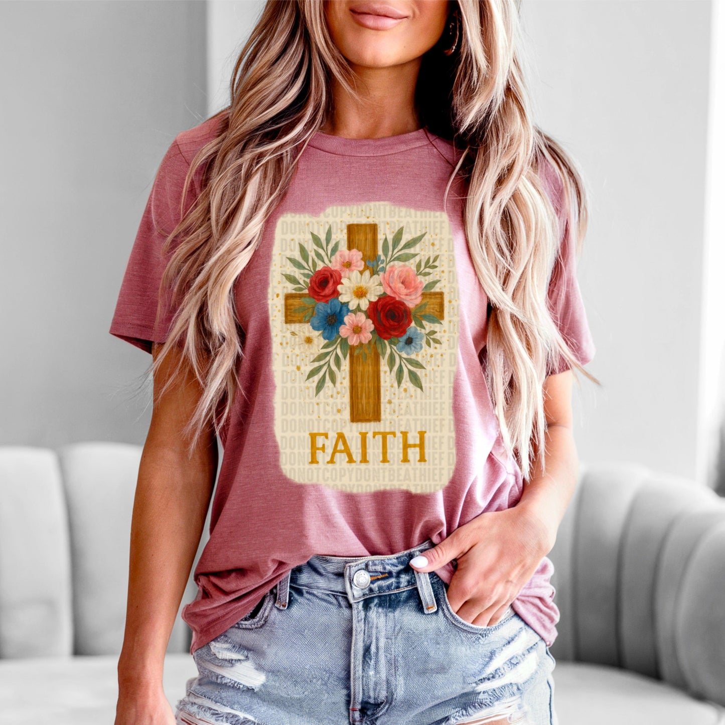 Faith Floral Cross DTF Transfer