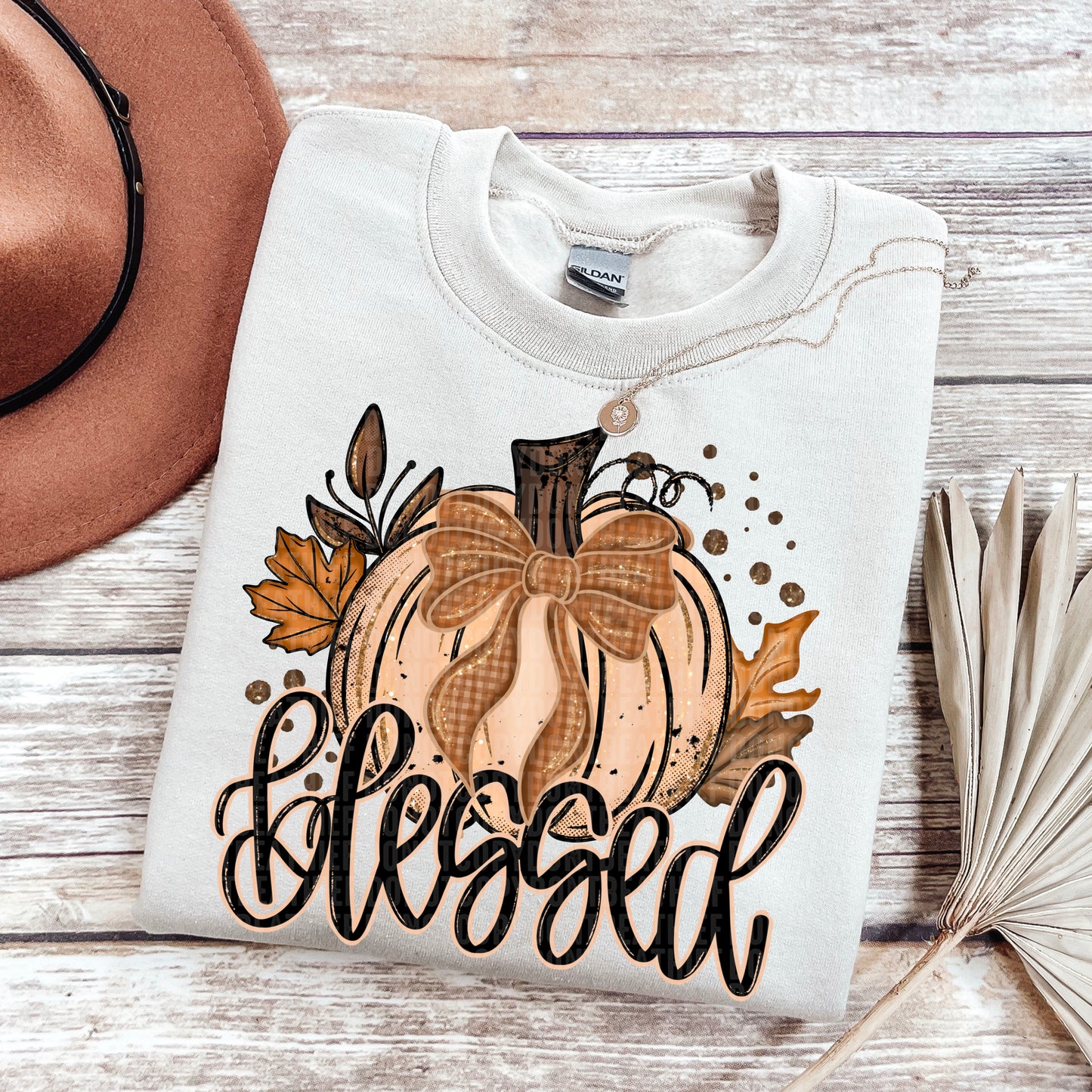 Fall Glitter Pumpkin Blessed DTF Transfer
