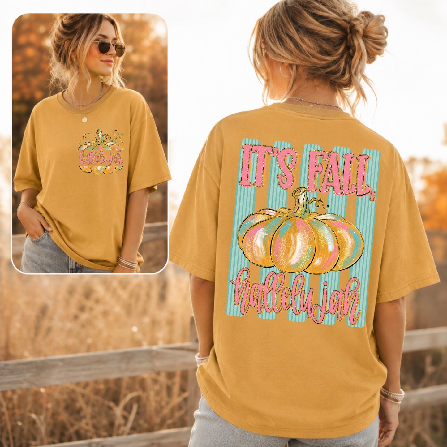 It's Fall, Hallelujah Stripes DTF Transfer