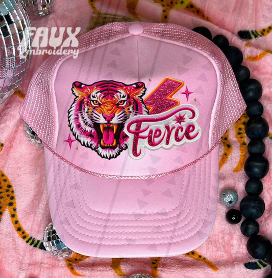 Fierce Pink Sparkle Faux Hat Patch DTF Transfer