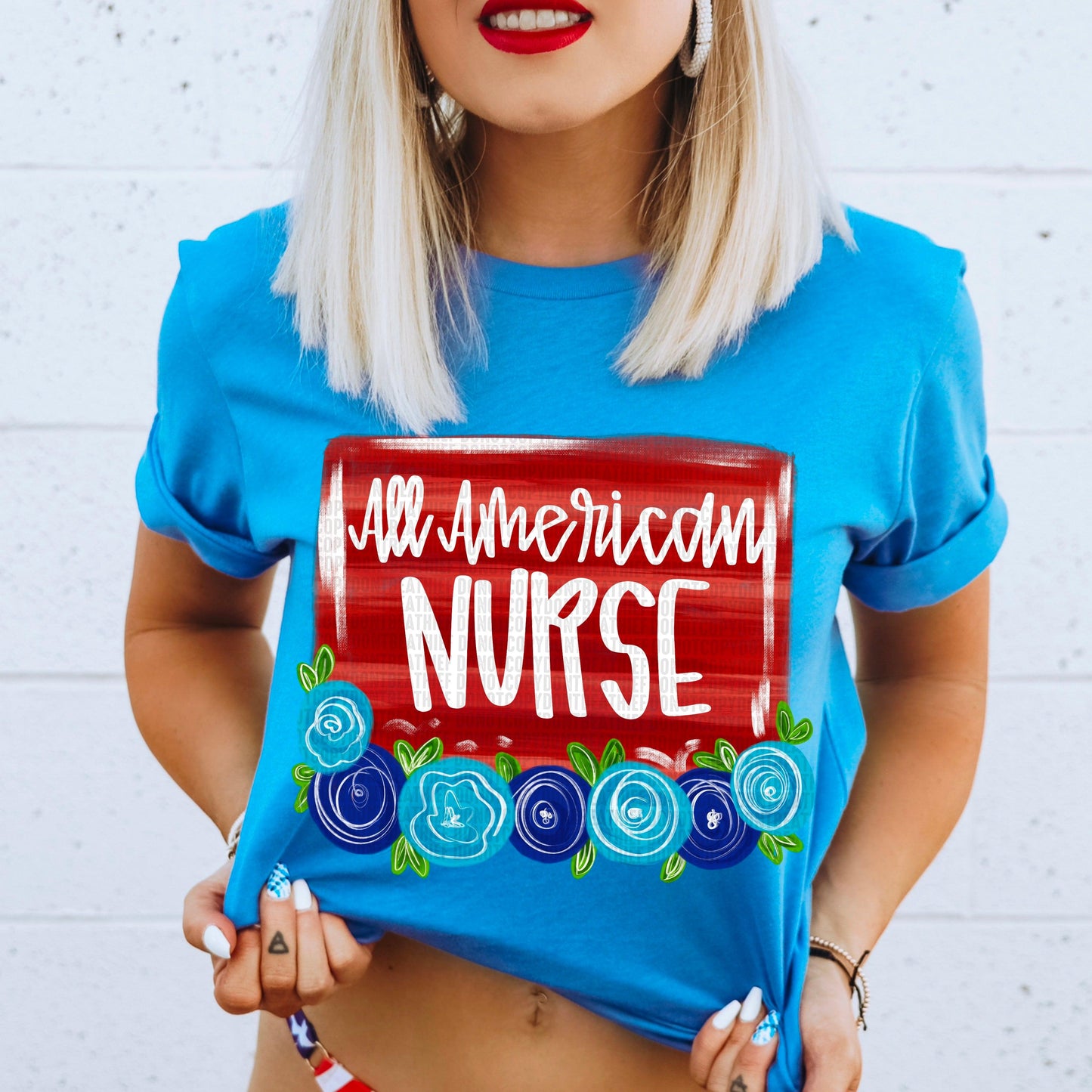 Nurse Floral All American DTF Transfer