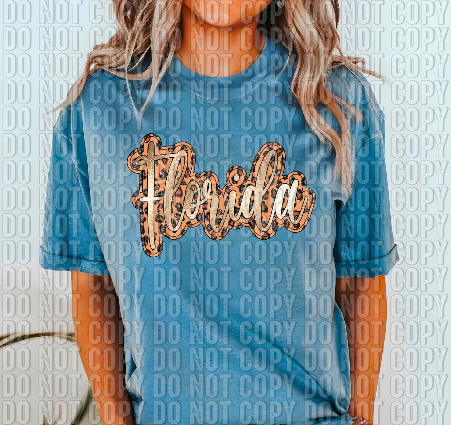 Florida Gold/Cheetah Glittery DTF Transfer