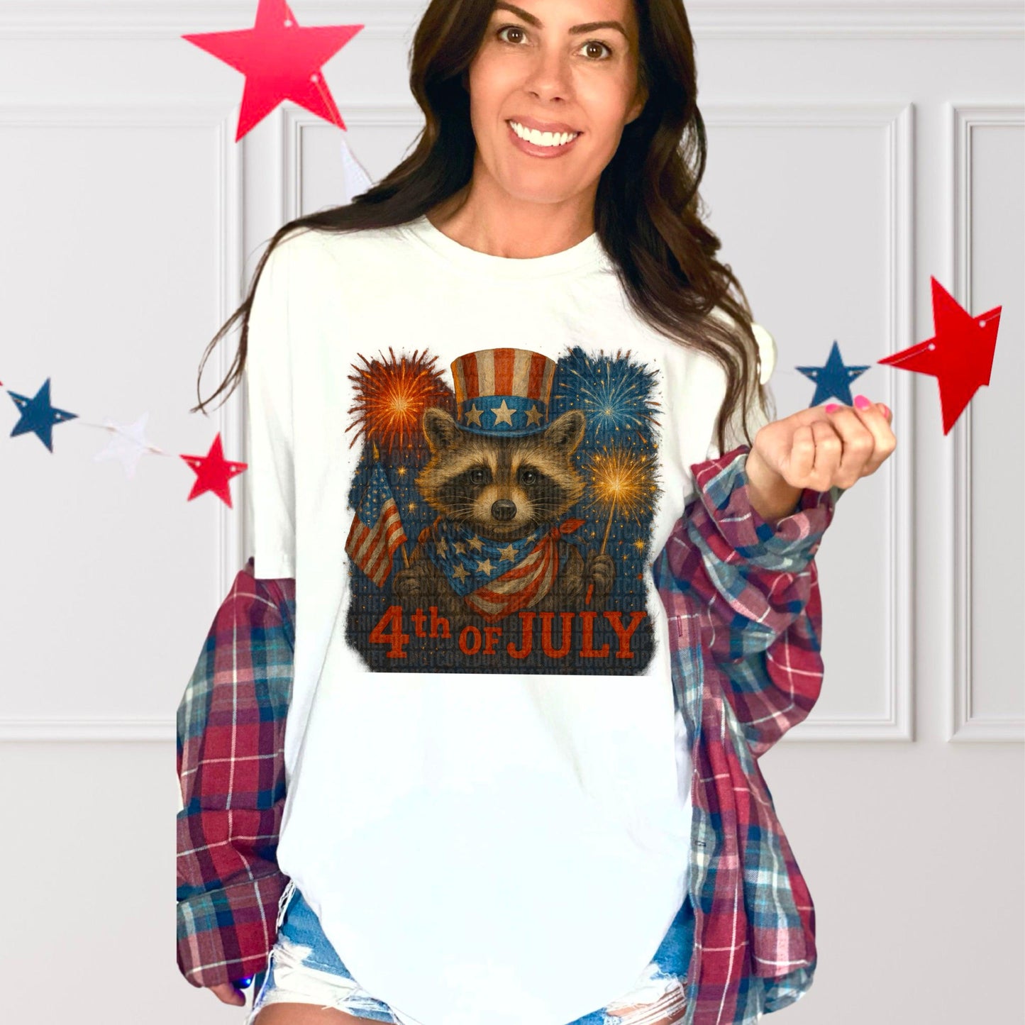 4th Of July Racoon DTF Transfer