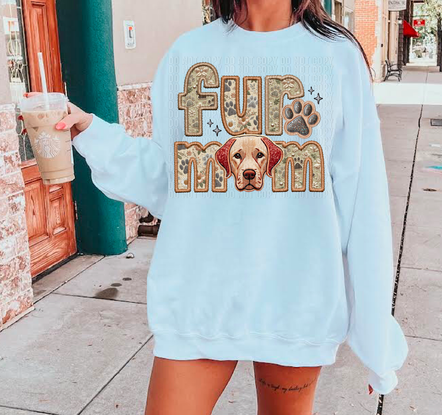 Labrador Fox Red Fur Mom Embroidery Faux DTF Transfer