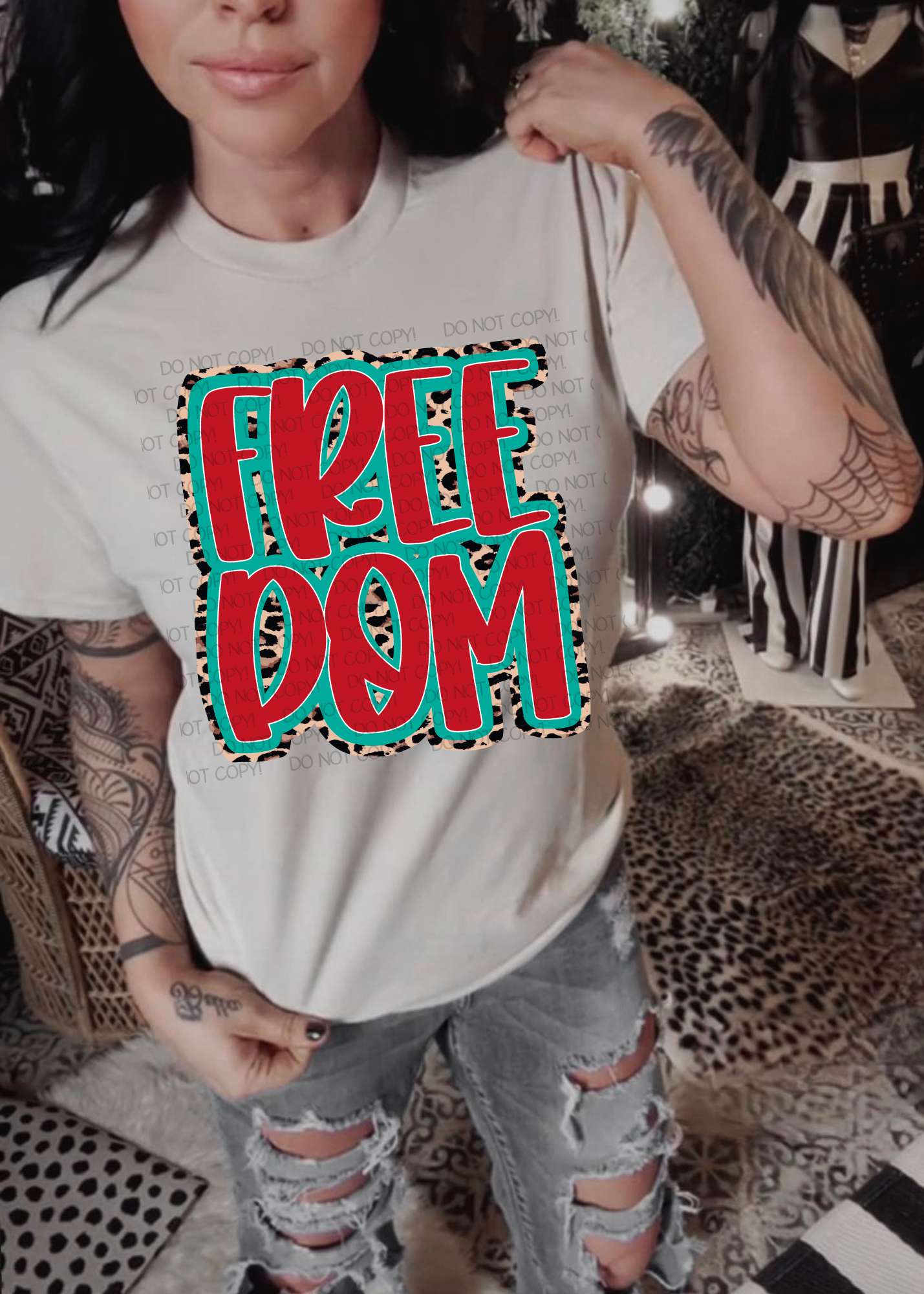 Freedom Leopard Outline DTF Transfer
