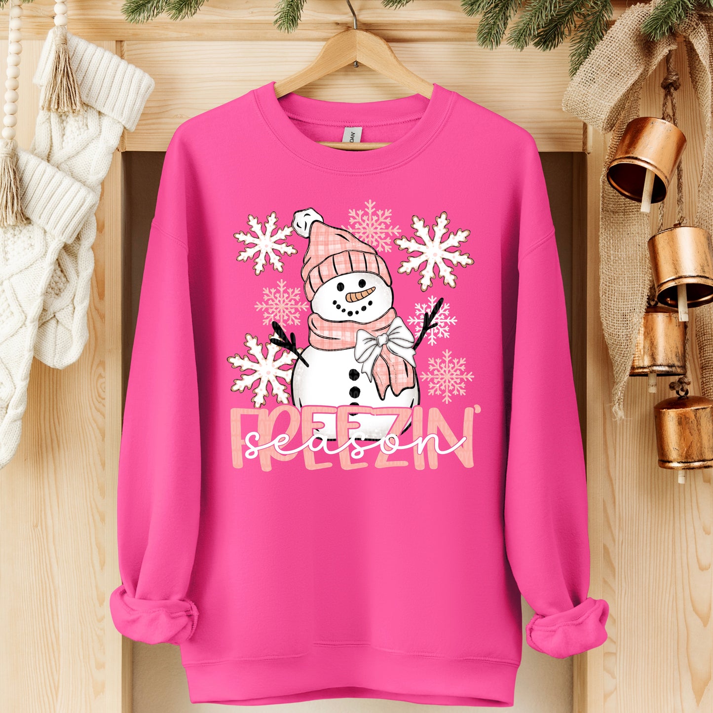 Freezin' Season Snowman & Snowflakes DTF Transfer