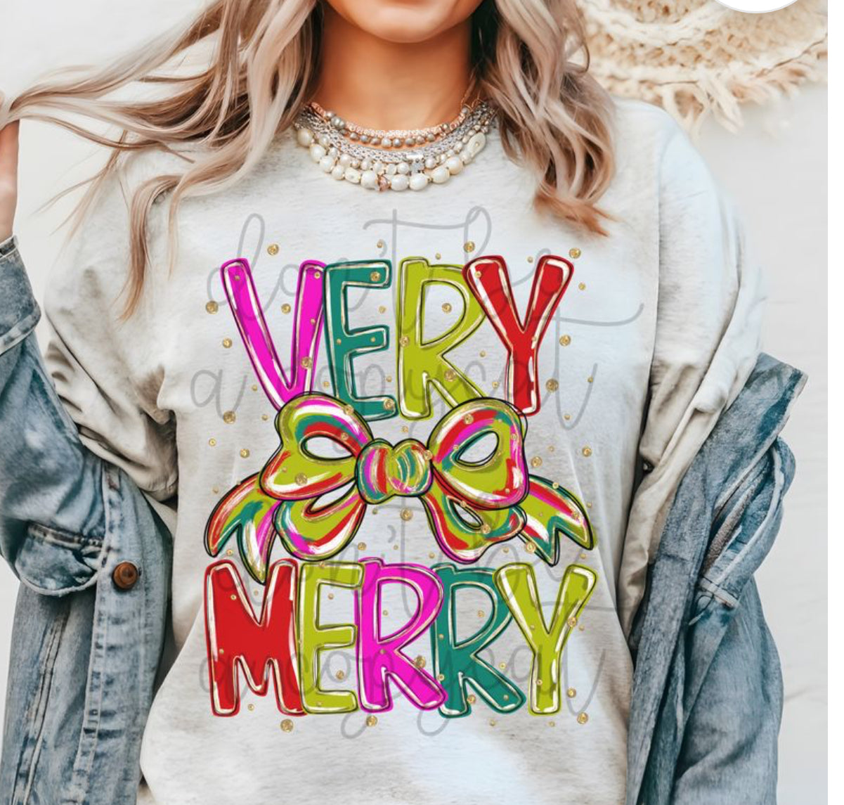 Very Merry Bow Gold DTF Transfer