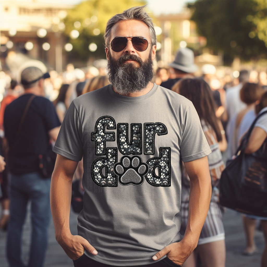 Fur Dad Embroidery Faux DTF Transfer