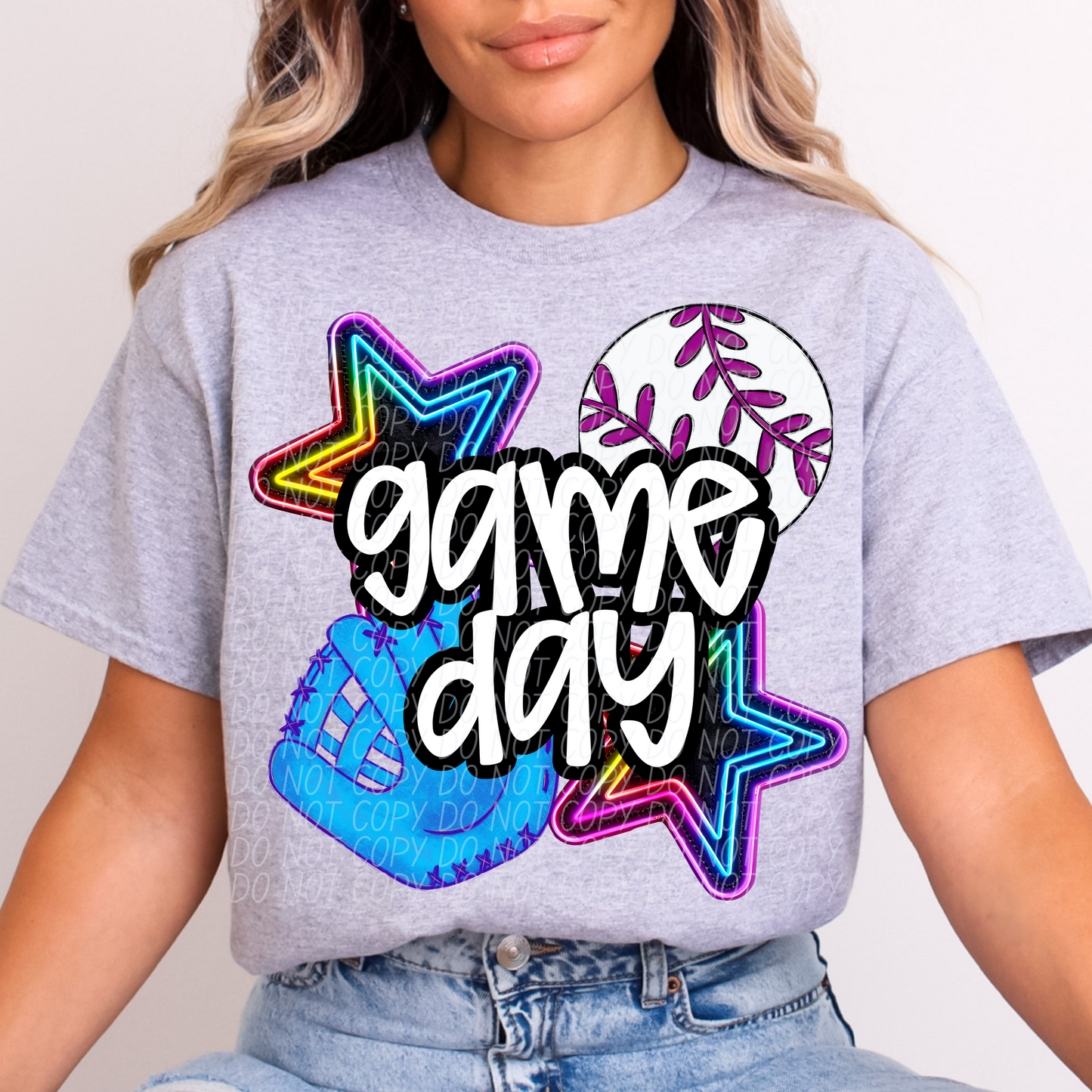 Game Day Baseball White DTF Transfer