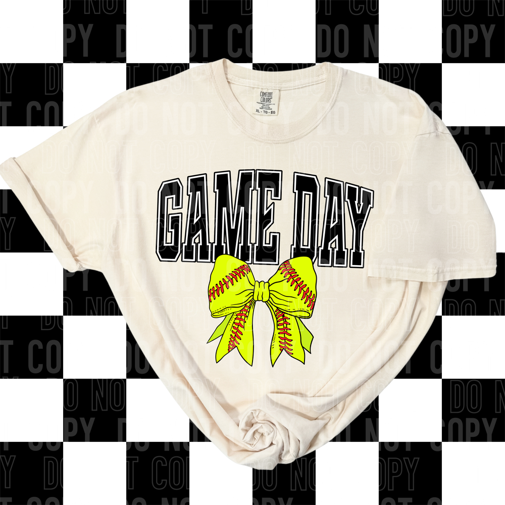 Game Day Softball Bow DTF Transfer