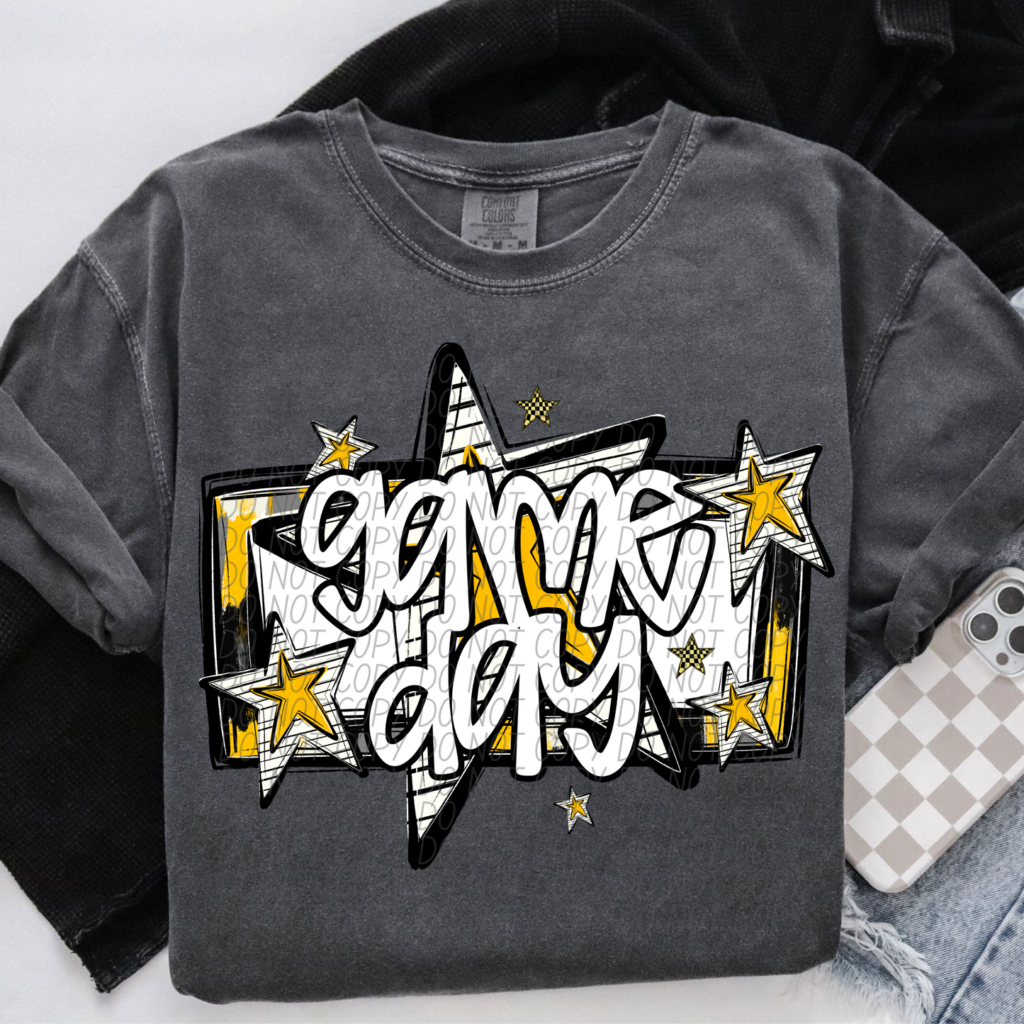 Game Day Stars White Yellow DTF Transfer