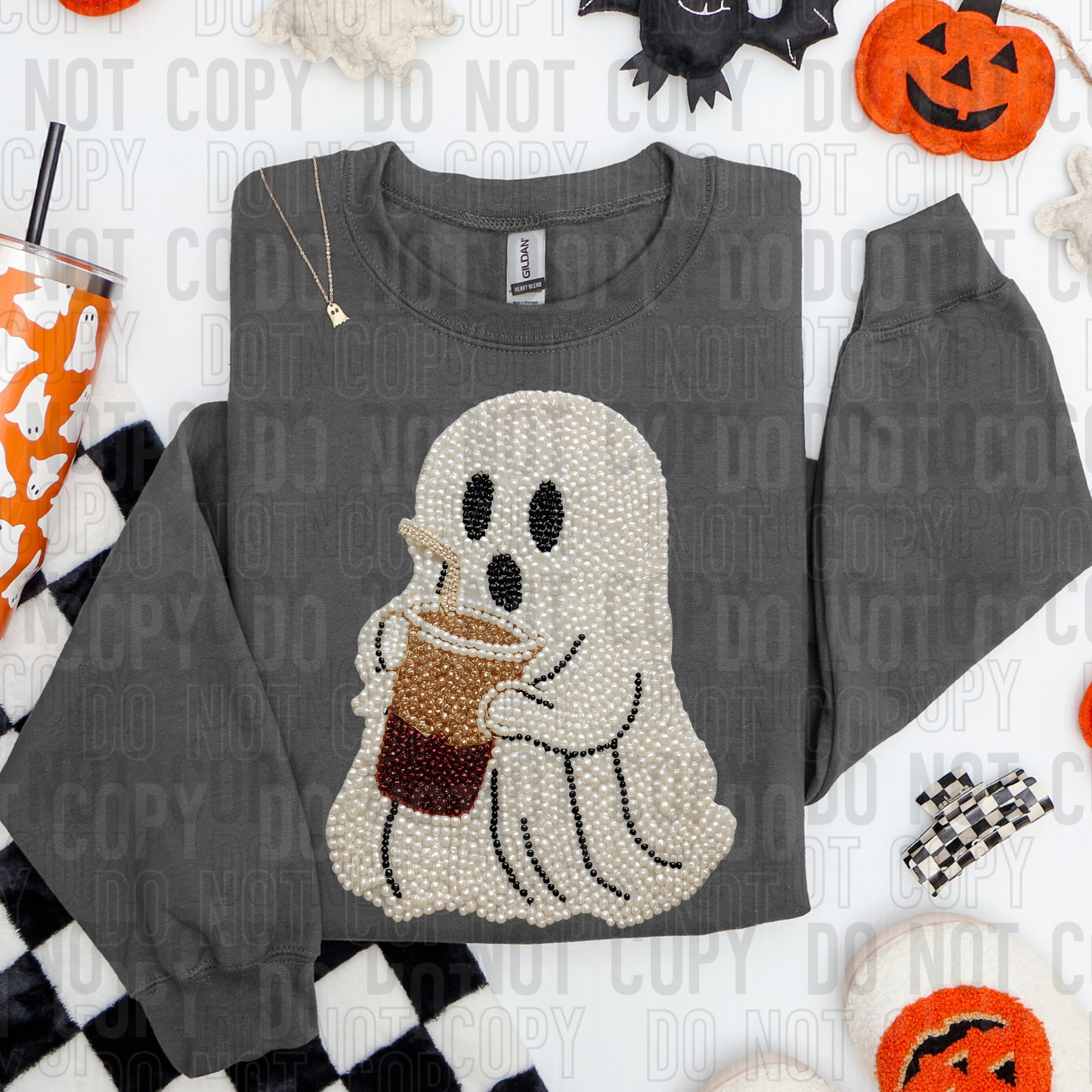 Ghost Coffee Pearl Faux DTF Transfer