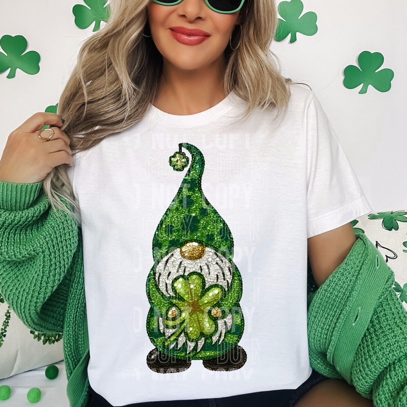 St. Patrick's Day Gnome Sequin Faux DTF Transfer