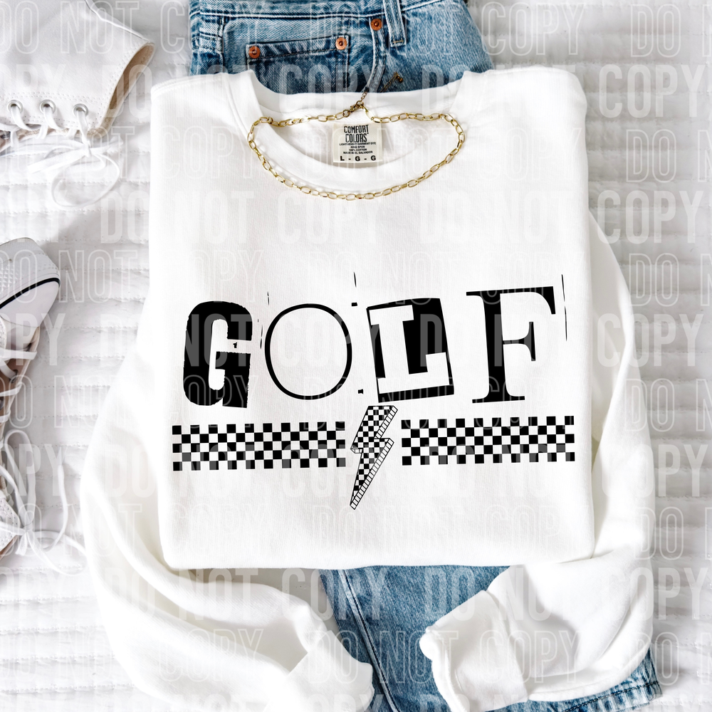 Golf Checkered Bolt Word DTF Transfer