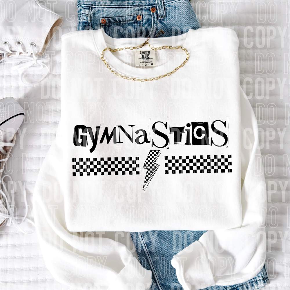 Gymnastics Checkered Bolt Word DTF Transfer