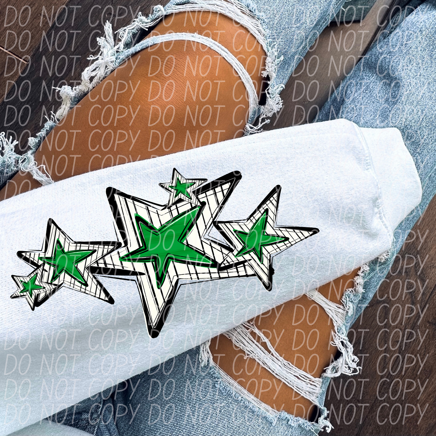 Game Day Star Sleeves - Green DTF Transfer