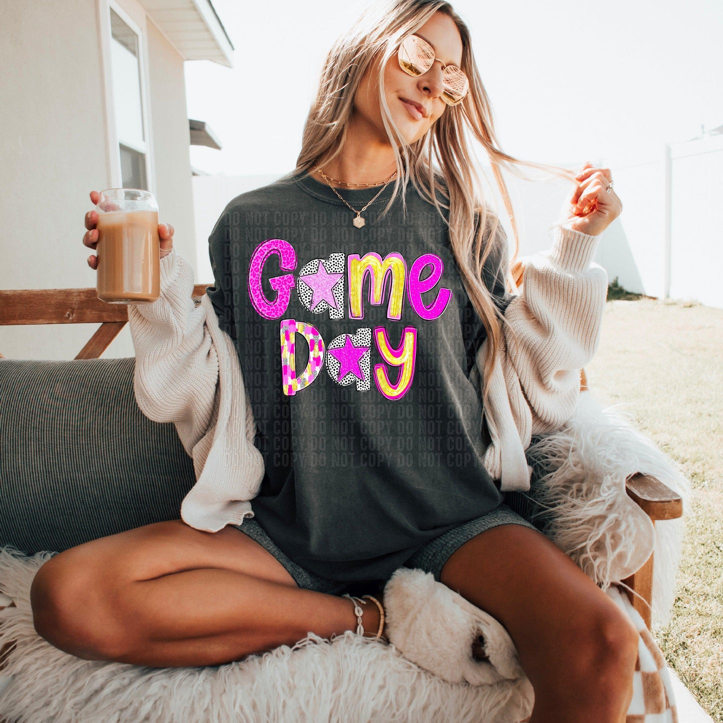 Game Day Pink Yellow Poppy DTF Transfer