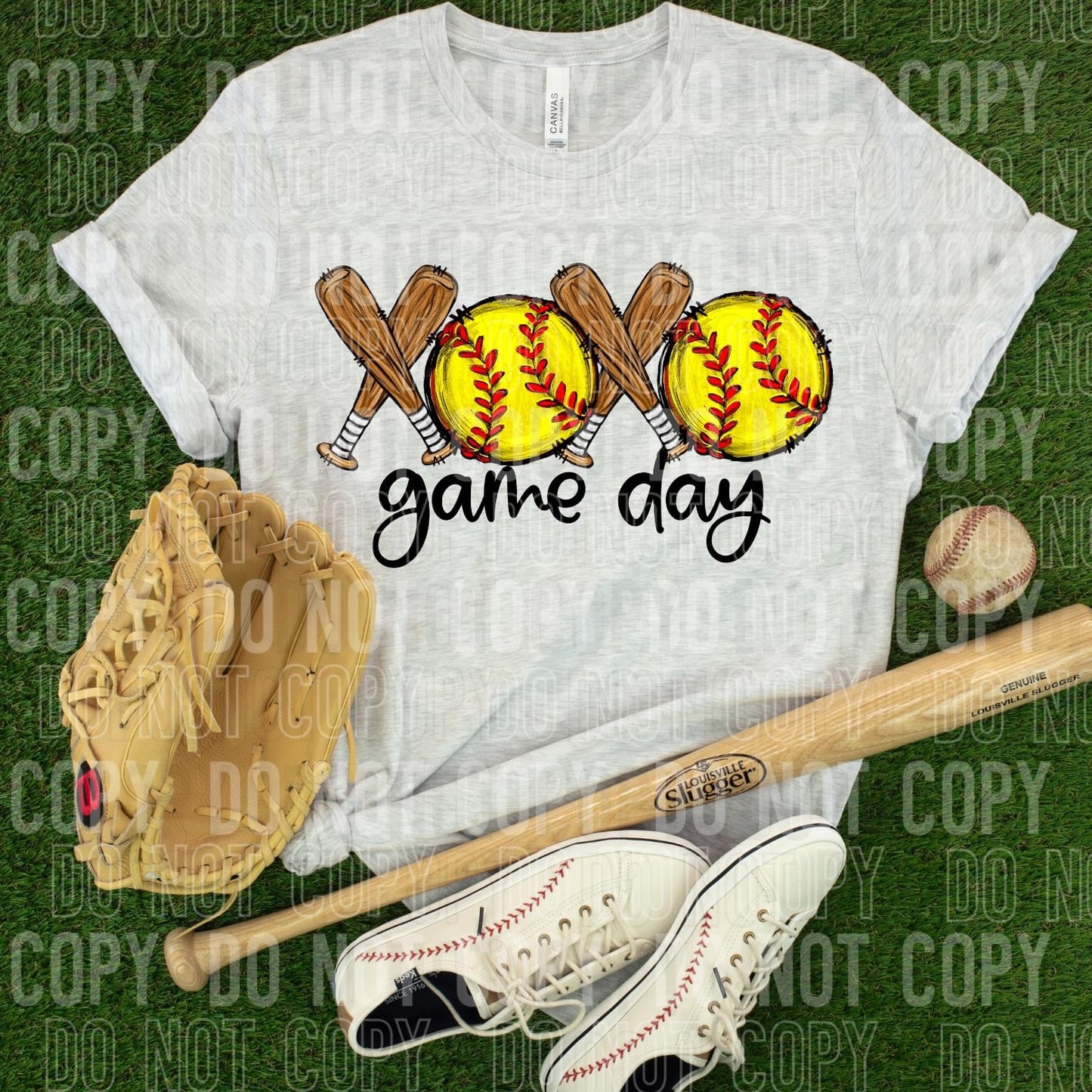 Game Day Softball And Bats Handwritten DTF Transfer