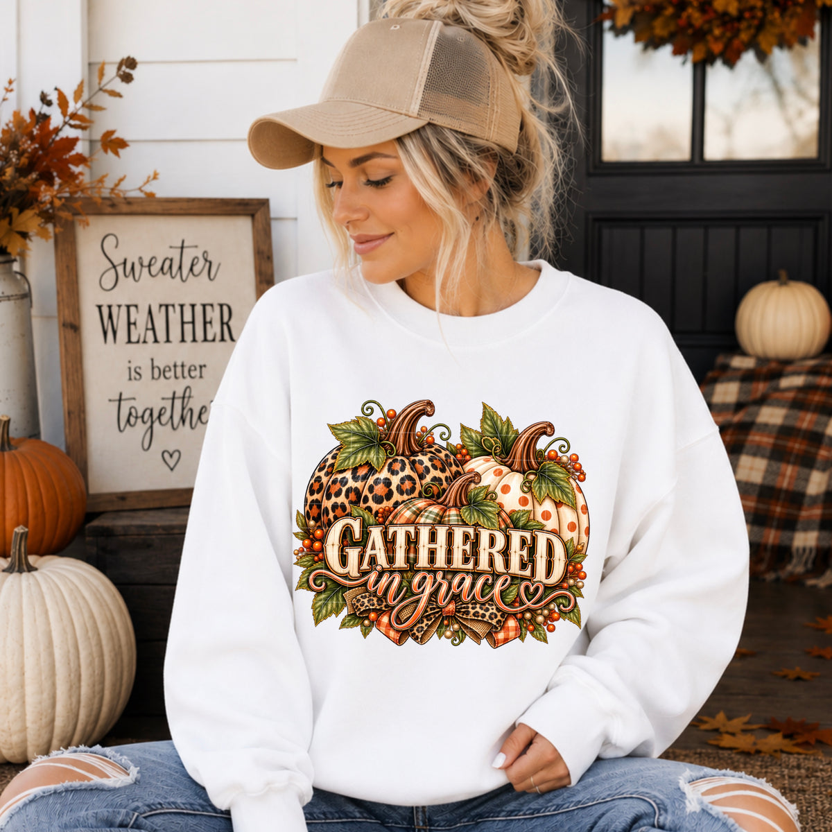 Gathered In Grace Pumpkin DTF Transfer