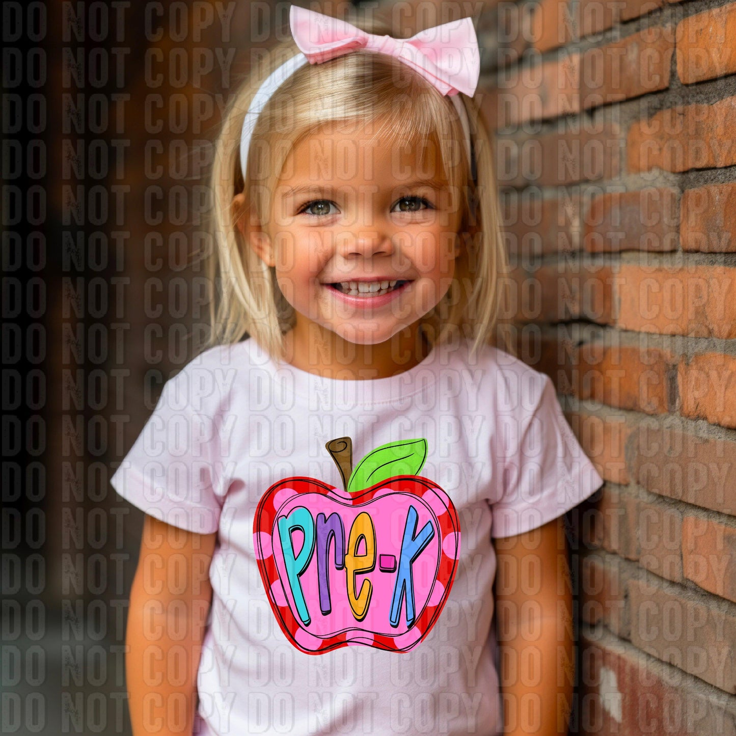 Pre-k Girl Apple Doodle DTF Transfer