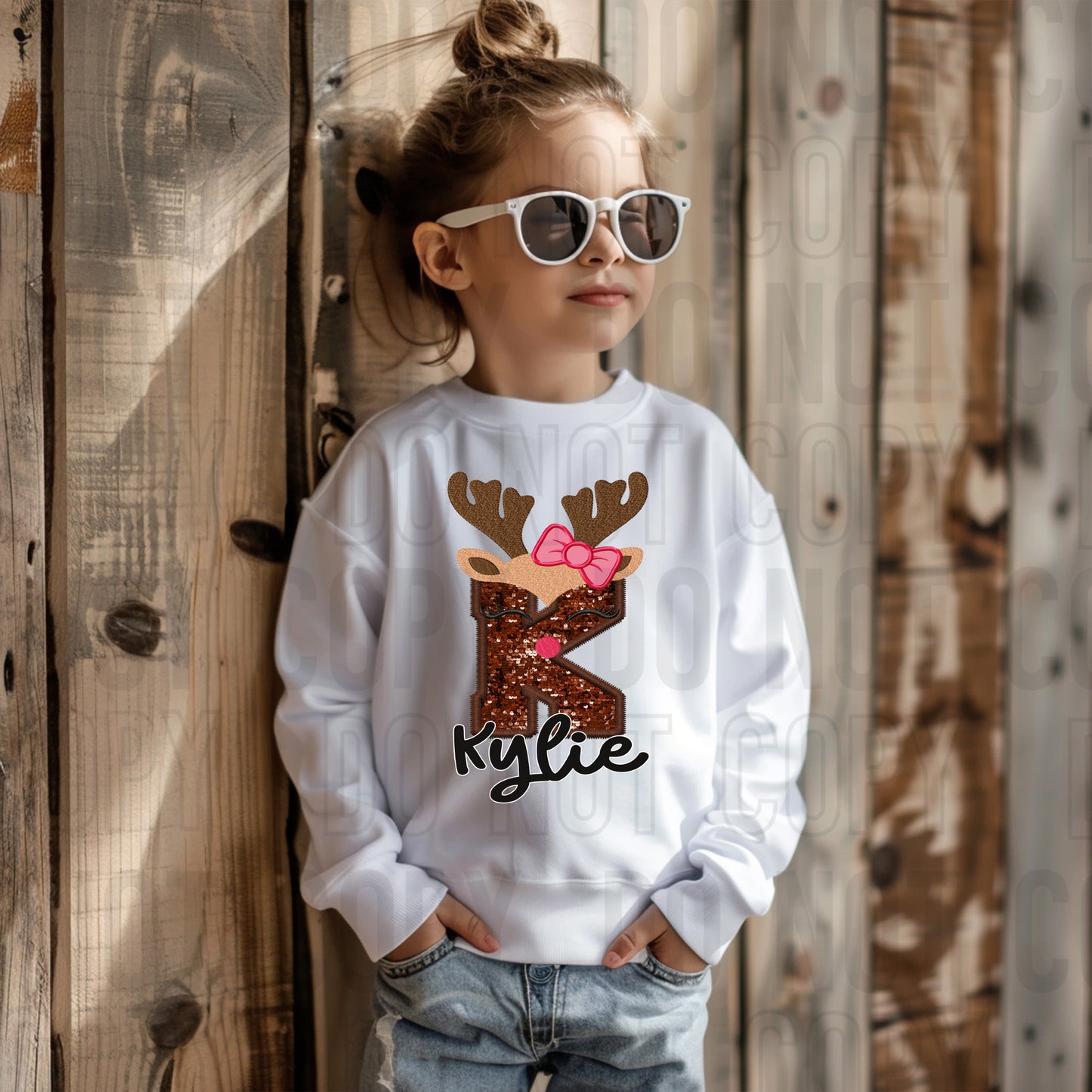 Girls Reindeer Letter Custom/Name Personalized DTF Transfer