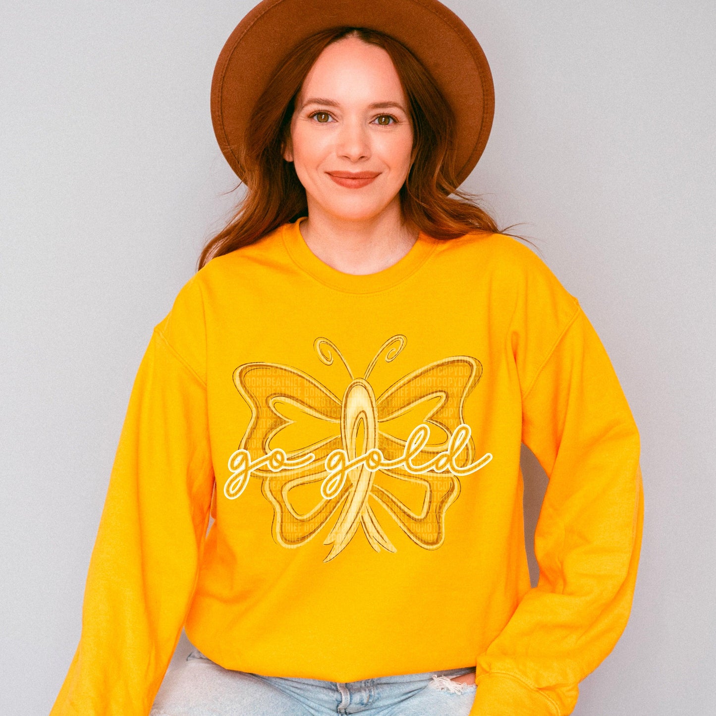 Go Gold White Outline DTF Transfer