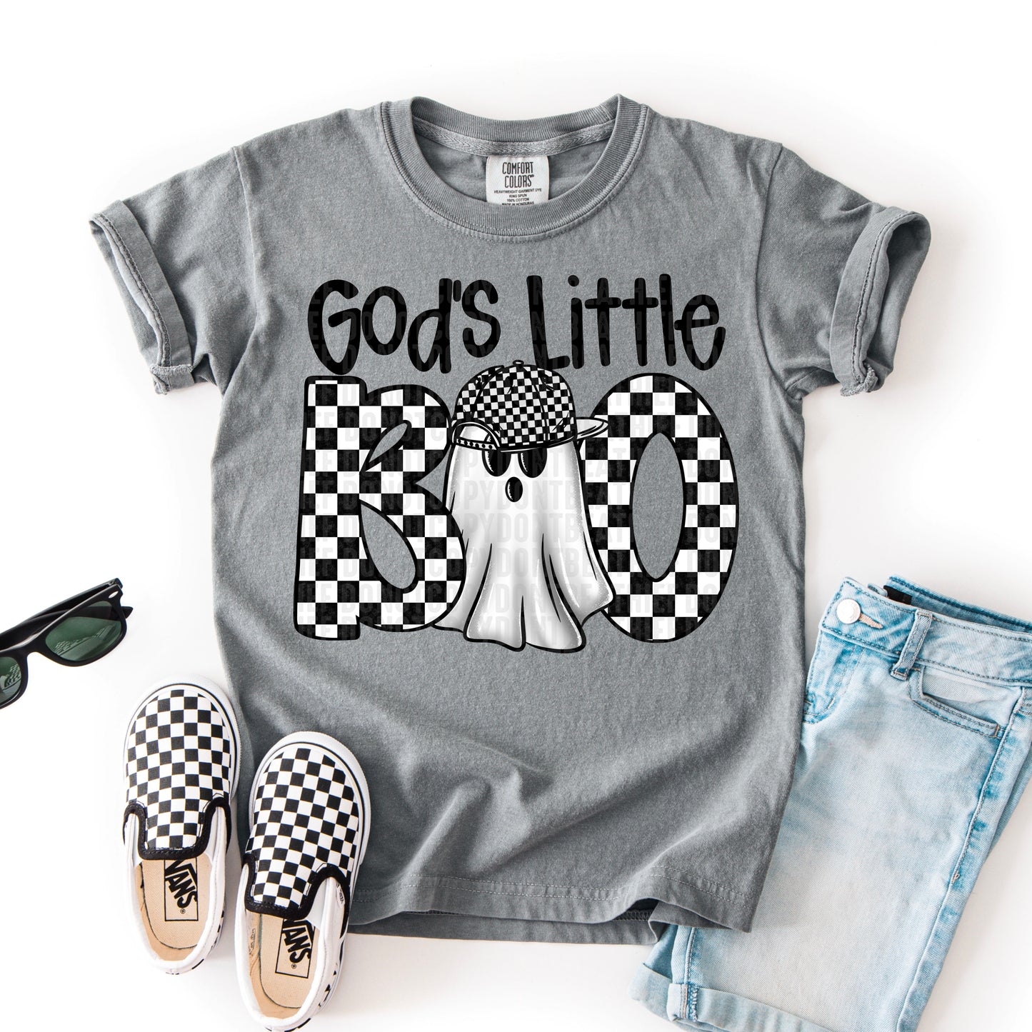 God's Little Boo Checkered DTF Transfer