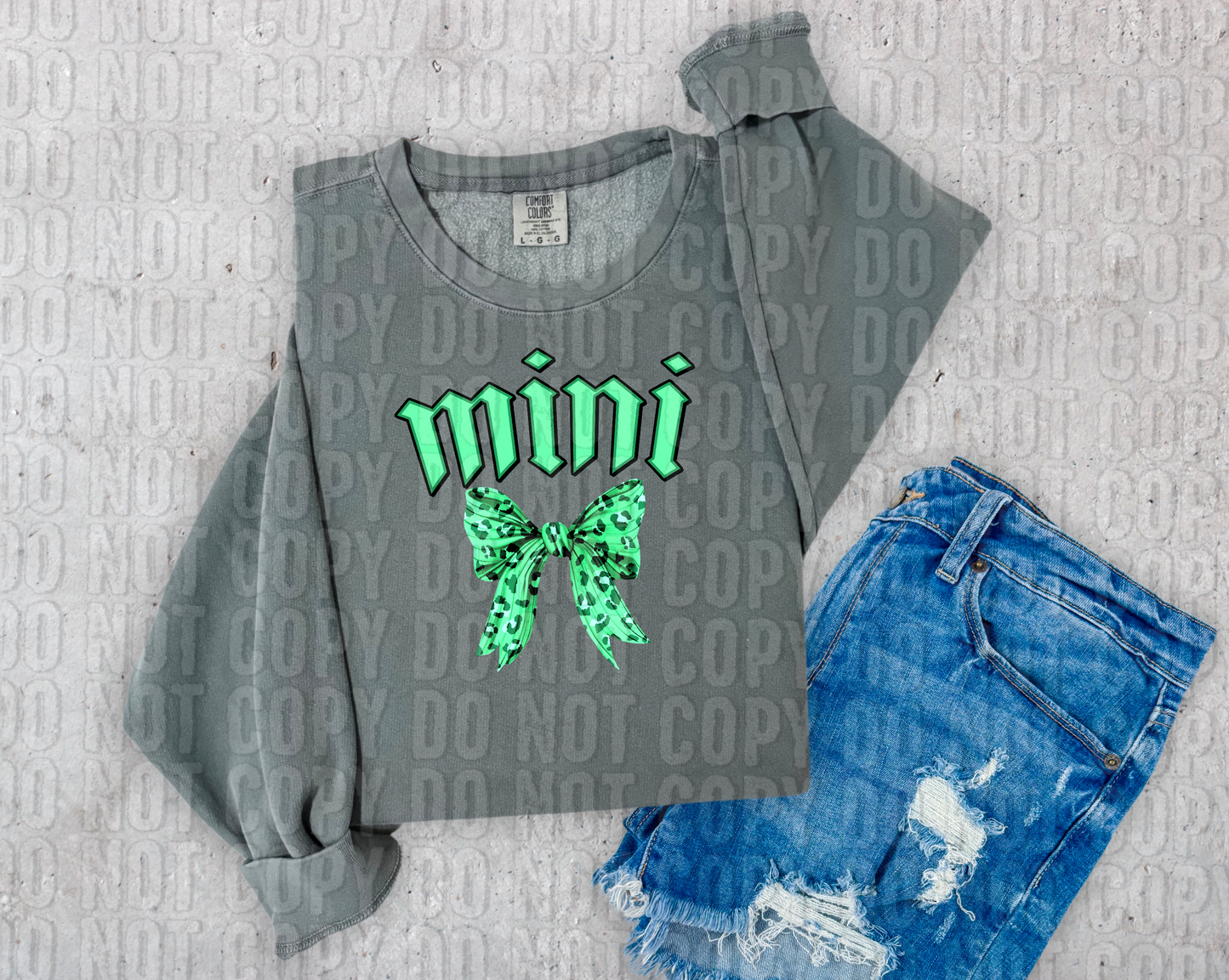 Green Mini Cheetah Bow DTF Transfer