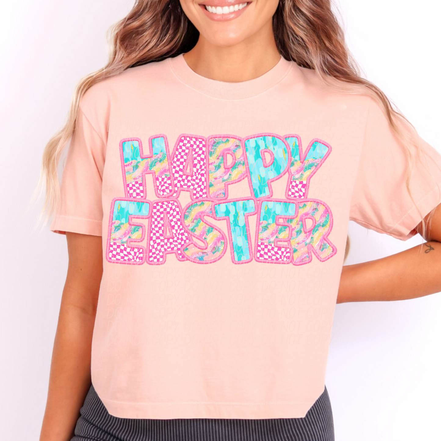 Happy Easter Spring Faux DTF Transfer