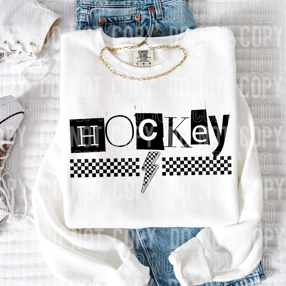 Hockey Checkered Bolt Word DTF Transfer