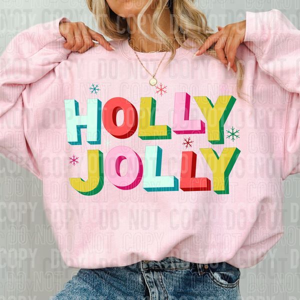 Holly Jolly Colorful DTF Transfer