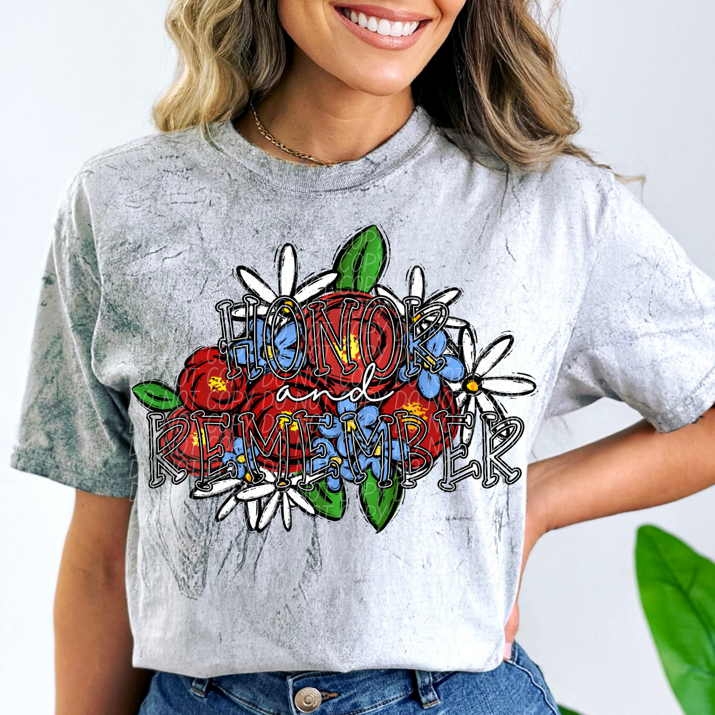Honor And Remember Flower DTF Transfer