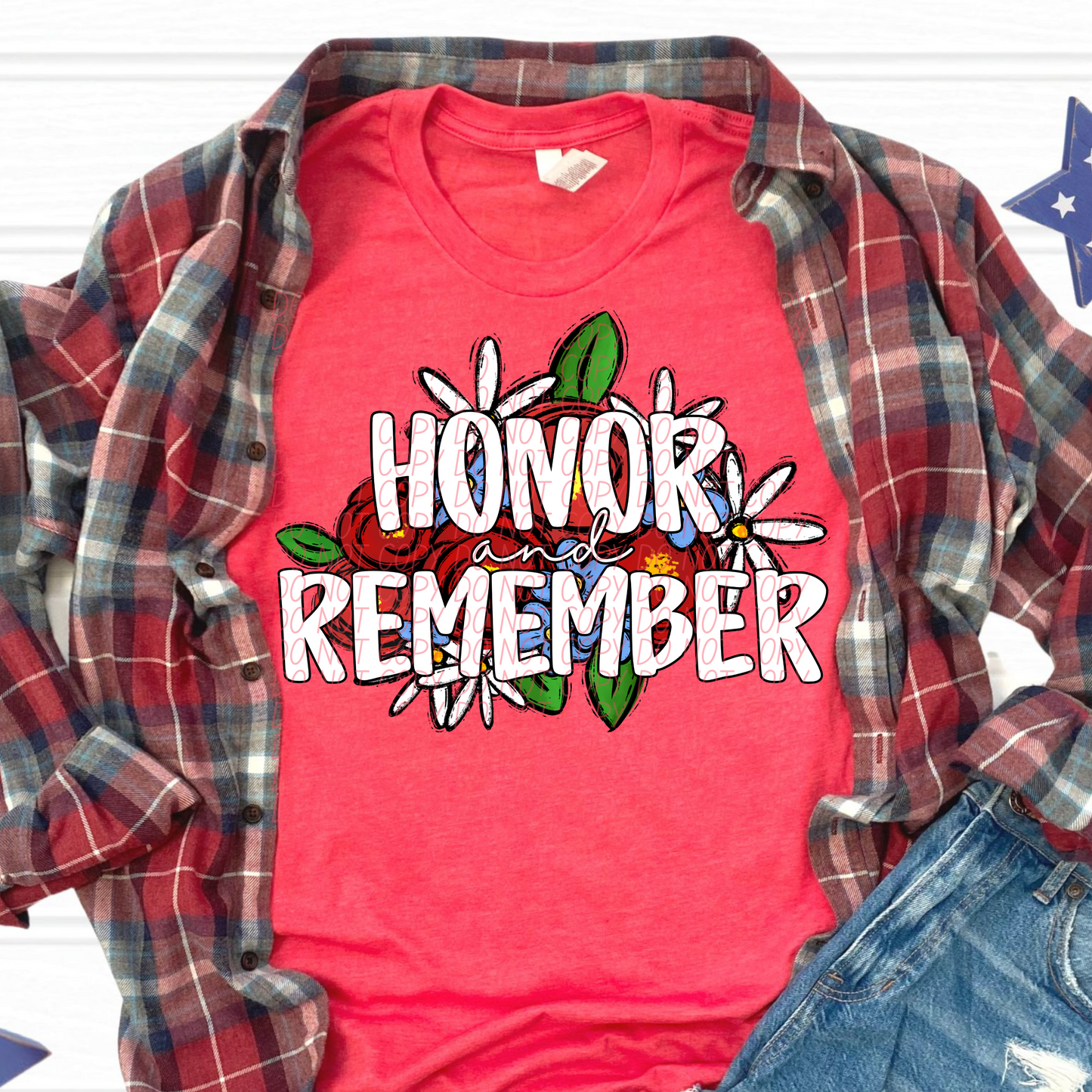 Honor And Remember Flowers DTF Transfer