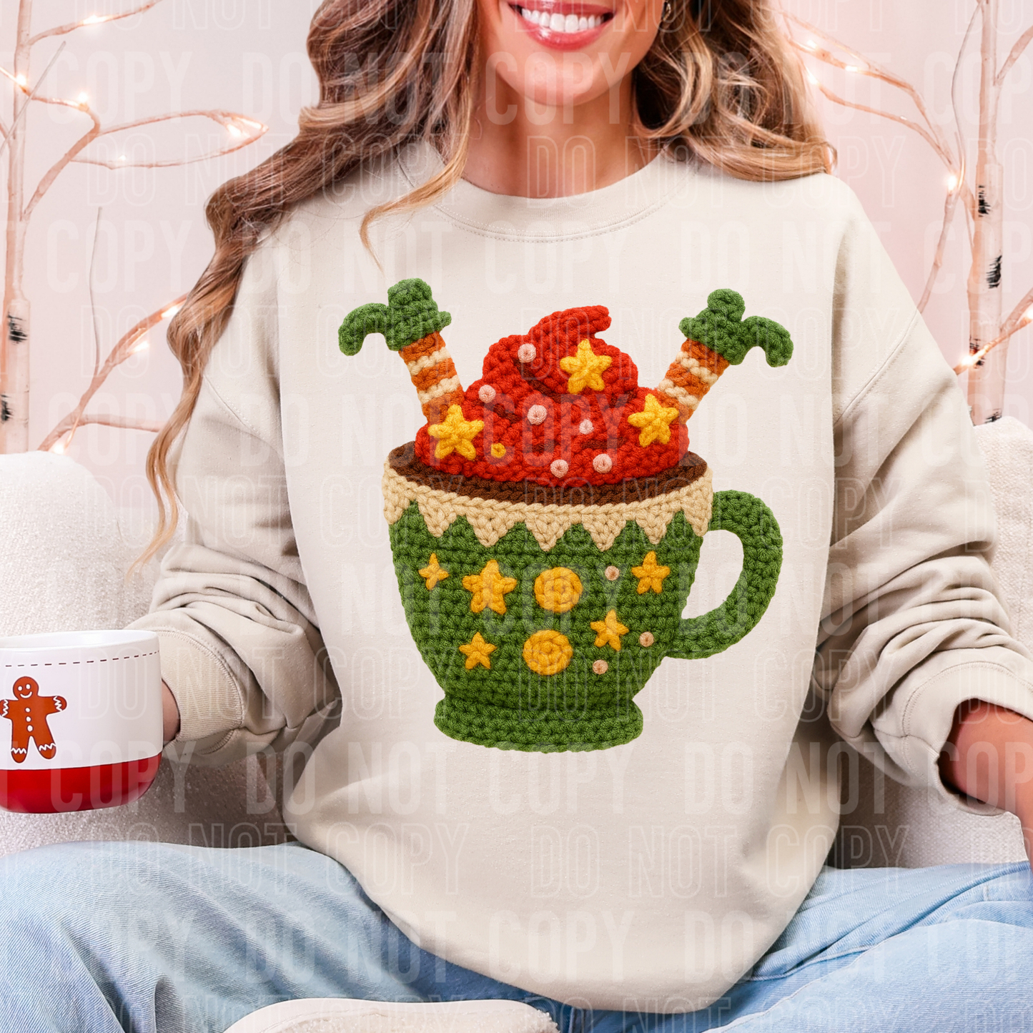 Hot Cocoa Elf Feet Yarn Faux DTF Transfer