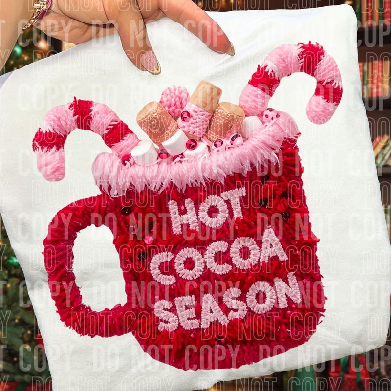 Hot Cocoa Season Cup Yarn Faux DTF Transfer