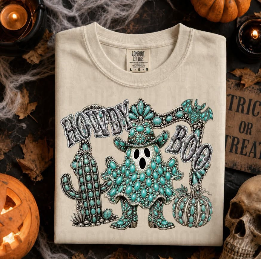 Howdy Boo Turquoise Western DTF Transfer
