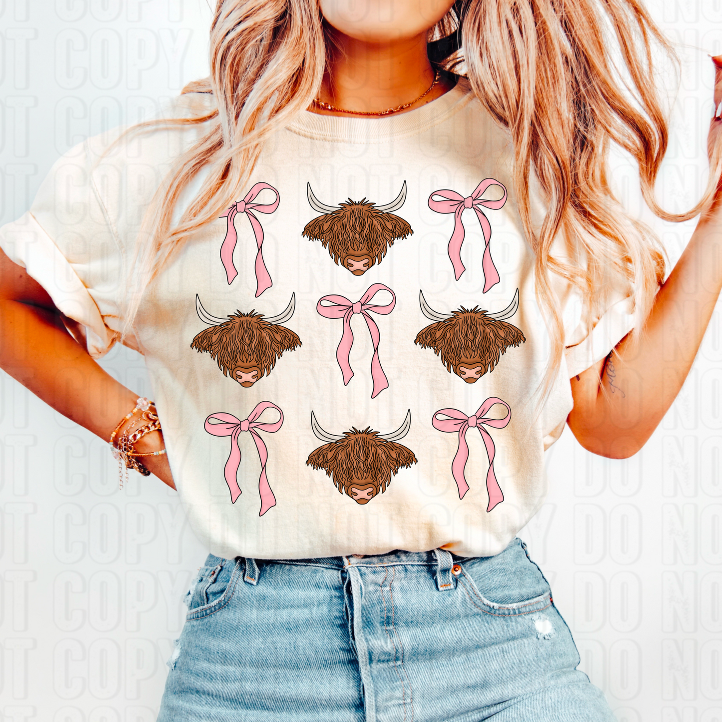 Highland Cows And Bows DTF Transfer